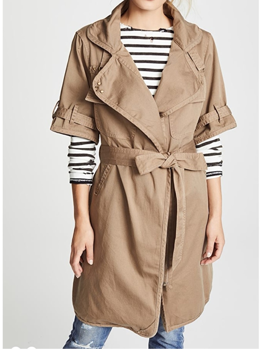 NSF Khaki Utility Trench Coat with Short Sleeves